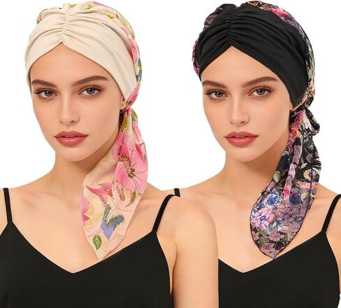 xepst 2 جهاز كمبيوتر شخصى وشاح الرأس للنساء، الأزهار طباعة أغطية الرأس الكيميائية للنساء العمامة الناعمة غطاء الجمجمة قبعة صغيرة قبعة وشاح الرأس يلتف غطاء الرأس السرطان للمرضى تساقط الشعر قبعة العلاج الكيميائي غطاء النوم in Kuwait