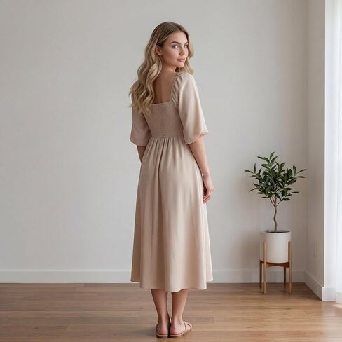 Cichic Bow Flutter Sleeve Solid V-Neck Flowy Vacation Beach Cute Baby Shower Photoshoot Maternity Maxi Dress in Saudi Arabia