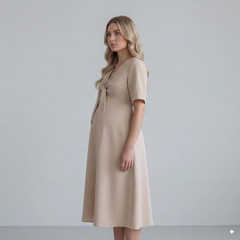 Cichic Bow Flutter Sleeve Solid V-Neck Flowy Vacation Beach Cute Baby Shower Photoshoot Maternity Maxi Dress in Saudi Arabia