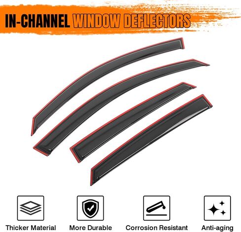 in Channel Window Visor Deflectors, Compatible with 2016-2021 Honda Civic Sedan 4-Door, Acrylic Smoke/Tinted Slim Style Window Rain Guards, Sun Wind Side Vent Visor Set, 4 Pieces in Saudi Arabia