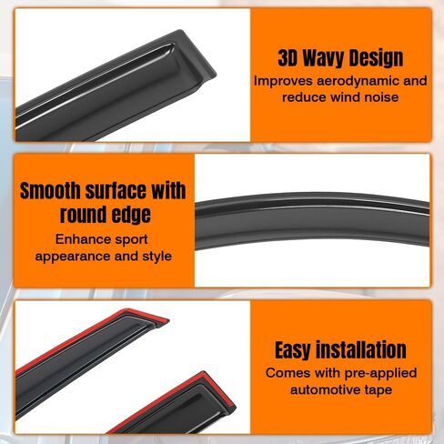 in Channel Window Visor Deflectors, Compatible with 2016-2021 Honda Civic Sedan 4-Door, Acrylic Smoke/Tinted Slim Style Window Rain Guards, Sun Wind Side Vent Visor Set, 4 Pieces in Saudi Arabia