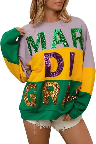 Outfit for Women Sequin Letter Graphic Crewneck Long Sleeve Casual Pullover Sweatshirts Tops in Saudi Arabia