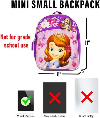 حقيبة ظهر صغيرة من صوفيا ذا فيرست للأطفال - حقيبة ظهر ديزني مقاس 11 بوصة للفتيات مع أحزمة كتف قابلة للتعديل | حقيبة صوفيا ذا فيرست الصغيرة in Kuwait