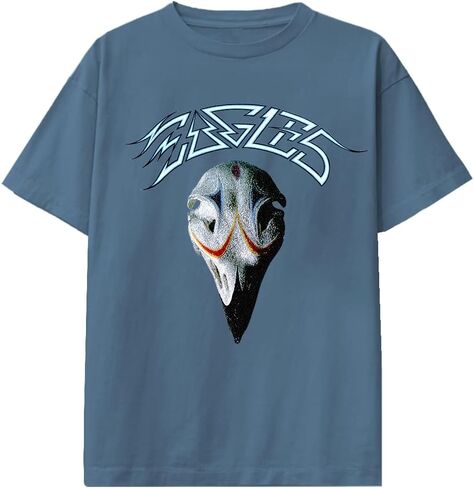 تي شيرت مطبوع عليه غلاف الألبوم الرسمي للبالغين من الجنسين من Eagles Merch California Greatest Hits، أزرق غامق in Kuwait