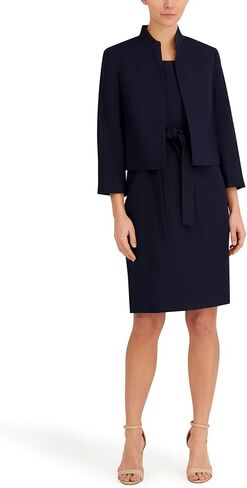 Le Suit Petite Stand Collar Blazer & Belted Sheath Dress, 2pc Set in Saudi Arabia