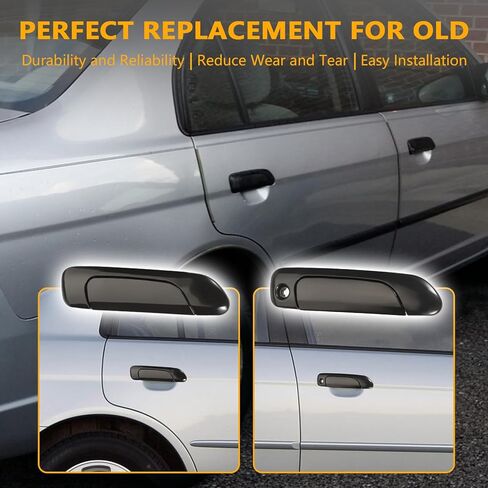 Set of 4 Exterior Door Handles for Honda Civic 2001-2005,Front Rear Driver & Passenger Side Replaces 72140S5DA02, 72180S5DA02, 72640S5DA01, 72680S5DA0, Smooth Black in Kuwait