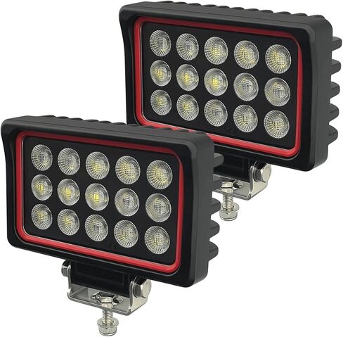 أضواء عمل LED 150 وات 6 بوصة للشاحنة، قطعتان 12000LM مقاومة للماء مصابيح فيضانات LED للشاحنات للمعدات الثقيلة لحفارة الجرارات، 12 فولت/24 فولت (إطار أحمر) in Kuwait
