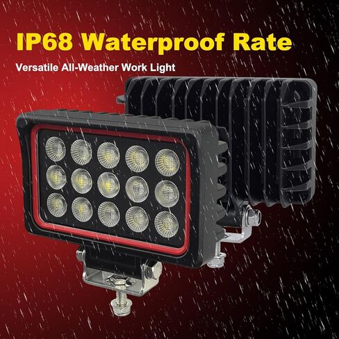 أضواء عمل LED 150 وات 6 بوصة للشاحنة، قطعتان 12000LM مقاومة للماء مصابيح فيضانات LED للشاحنات للمعدات الثقيلة لحفارة الجرارات، 12 فولت/24 فولت (إطار أحمر) in Kuwait