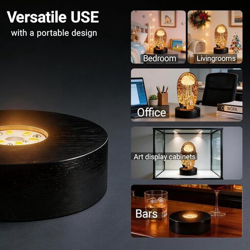 قاعدة إضاءة LED تعمل بالبطارية للديكور الكريستالي، إضاءة دافئة، 4 بوصة in Kuwait
