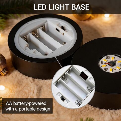 قاعدة إضاءة LED تعمل بالبطارية للديكور الكريستالي، إضاءة دافئة، 4 بوصة in Kuwait