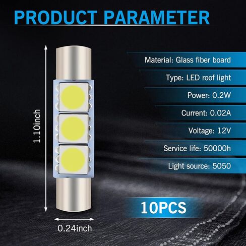 10 PCS Car 28mm LED Reading Light, Compact 180 Degree Super Bright No Delay Makeup Light, Plug and Play 6614F/6612F Energy Saving Bulb, Universal for Cars Interior Bulb Replacement (White) in Saudi Arabia