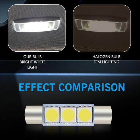 10 PCS Car 28mm LED Reading Light, Compact 180 Degree Super Bright No Delay Makeup Light, Plug and Play 6614F/6612F Energy Saving Bulb, Universal for Cars Interior Bulb Replacement (White) in Saudi Arabia