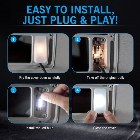 10 PCS Car 28mm LED Reading Light, Compact 180 Degree Super Bright No Delay Makeup Light, Plug and Play 6614F/6612F Energy Saving Bulb, Universal for Cars Interior Bulb Replacement (White) in Saudi Arabia