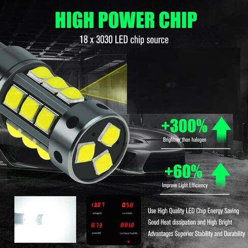 YEORO AC/DC 9-36V BA9S LED Bulbs White,600LM BA9 BA9S 53 57 1895 64111LED Car Ligh Bulbs Super Bright 3030 18-SMD Chips for Car Interior Dome Map License Plate Glove Box Light. in Kuwait