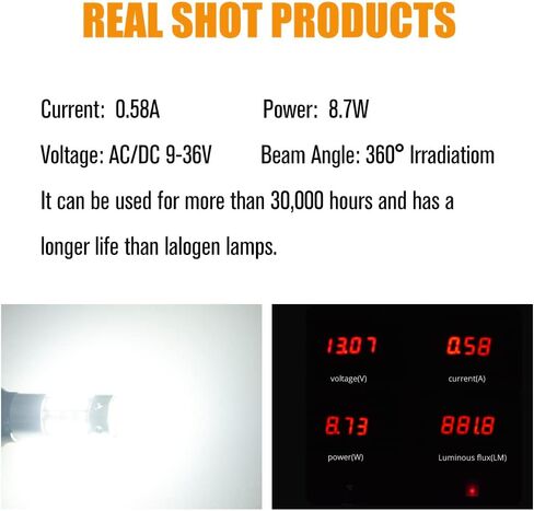 YEORO AC/DC 9-36V BA9S LED Bulbs White,600LM BA9 BA9S 53 57 1895 64111LED Car Ligh Bulbs Super Bright 3030 18-SMD Chips for Car Interior Dome Map License Plate Glove Box Light. in Kuwait