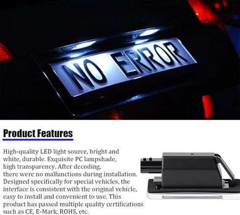 Car LED License Plate Light, 2PCS Vehicle Tail License Plate Lighting Kit Assembly, Automotive Rear Tag Number Lamp Replacement, Compatible with Serena Altima Sentra in Saudi Arabia