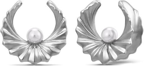 ERKUOO Modern Baroque Pearl Ear Tunnels Double Flare Gauges Elegant Sculpted Saddle Plugs Shiny Statement Stretching Jewelry for Women Men 0G to 1 Inch in Kuwait