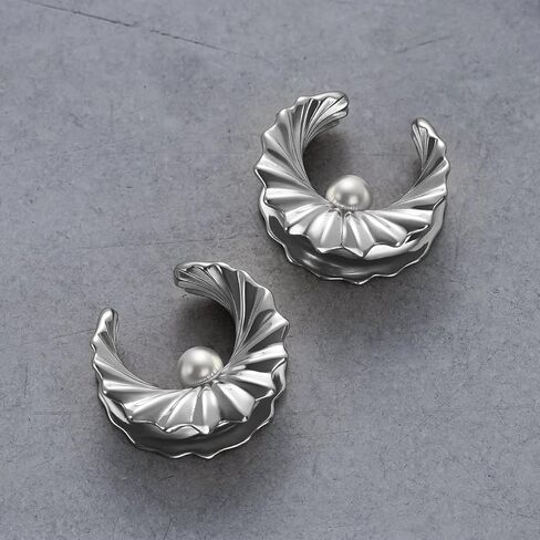 ERKUOO Modern Baroque Pearl Ear Tunnels Double Flare Gauges Elegant Sculpted Saddle Plugs Shiny Statement Stretching Jewelry for Women Men 0G to 1 Inch in Kuwait