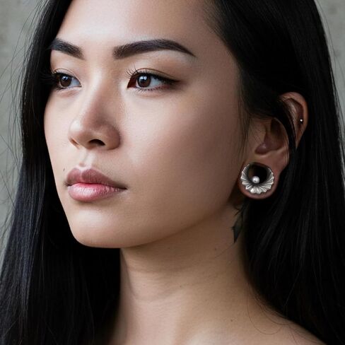 ERKUOO Modern Baroque Pearl Ear Tunnels Double Flare Gauges Elegant Sculpted Saddle Plugs Shiny Statement Stretching Jewelry for Women Men 0G to 1 Inch in Kuwait