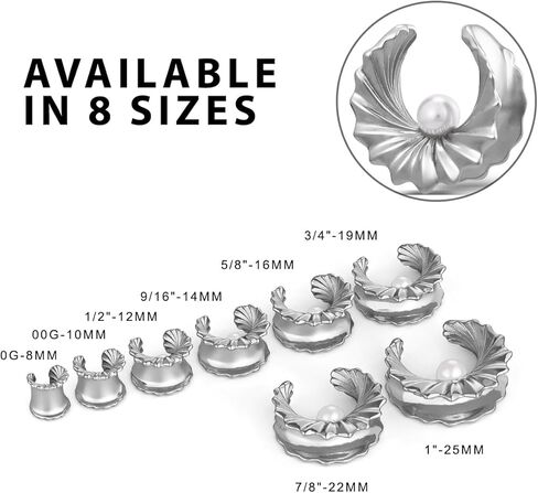 ERKUOO Modern Baroque Pearl Ear Tunnels Double Flare Gauges Elegant Sculpted Saddle Plugs Shiny Statement Stretching Jewelry for Women Men 0G to 1 Inch in Kuwait