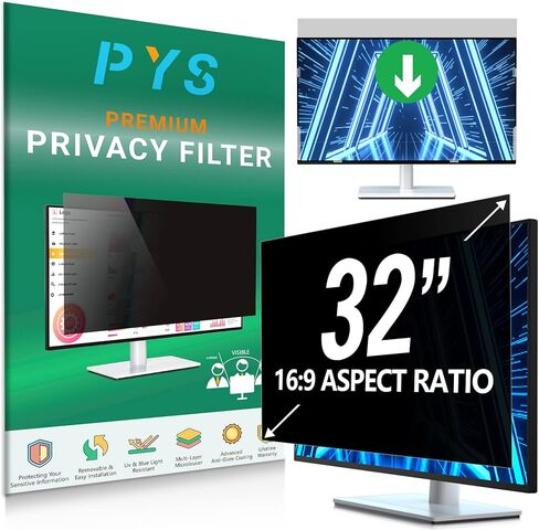 PYS [2-Pack 27 Inch Computer Privacy Screen Filter for 16:9 Widescreen Monitor - Easy Removable Privacy Filter - Eye Protection Anti Glare Blue Light Privacy Shield in Kuwait