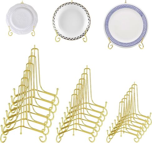 18 قطعة من حوامل الأطباق مقاس 4/6/8 بوصة للعرض، حامل صور صغير من الحديد الأسود على سطح الطاولة، حامل عرض متعدد الوظائف قابل للطي للأطباق والصور والبطاقات والكتب والإطارات واللوحات in Kuwait