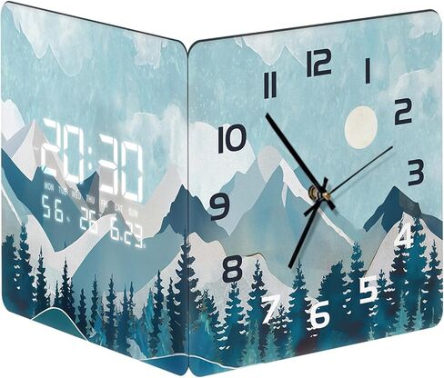 Digital Wall Clock with Temperature Day Sunrise Lake with Display Modern LED Wall Clock Atomic Simple Alarm Clock for Bedroom Garage Living Room Decorative 12 Inch in Kuwait