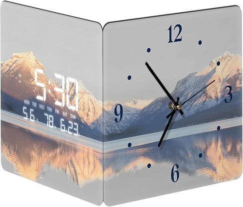 Digital Wall Clock with Temperature Day Sunrise Lake with Display Modern LED Wall Clock Atomic Simple Alarm Clock for Bedroom Garage Living Room Decorative 12 Inch in Kuwait