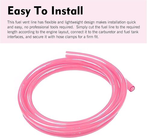 1 PC Fuel Vent Hose, 118 Inch Leak-Proof Flexible Cuttable Rubber Gas Line, 5mm ID 8mm OD Fuel Filler Vent Tube Replacement, Universal for Most ATV Dirt Bike Go Kart (Pink) in Kuwait