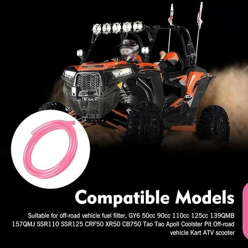 1 PC Fuel Vent Hose, 118 Inch Leak-Proof Flexible Cuttable Rubber Gas Line, 5mm ID 8mm OD Fuel Filler Vent Tube Replacement, Universal for Most ATV Dirt Bike Go Kart (Pink) in Kuwait