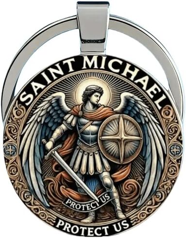 Keychain - Intricate 2D Design with Protect Us Inset, Durable Keyring for Men, Elegant Religious Gift for Easter, Father's Day, Birthdays & Anniversaries, Spiritual Accessory, Stylish Pendant in Saudi Arabia