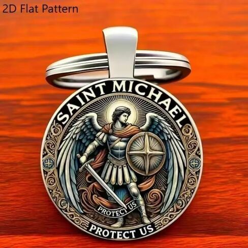 Keychain - Intricate 2D Design with Protect Us Inset, Durable Keyring for Men, Elegant Religious Gift for Easter, Father's Day, Birthdays & Anniversaries, Spiritual Accessory, Stylish Pendant in Saudi Arabia