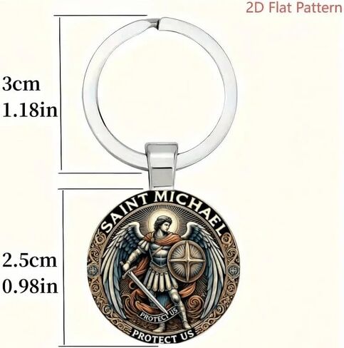 Keychain - Intricate 2D Design with Protect Us Inset, Durable Keyring for Men, Elegant Religious Gift for Easter, Father's Day, Birthdays & Anniversaries, Spiritual Accessory, Stylish Pendant in Saudi Arabia