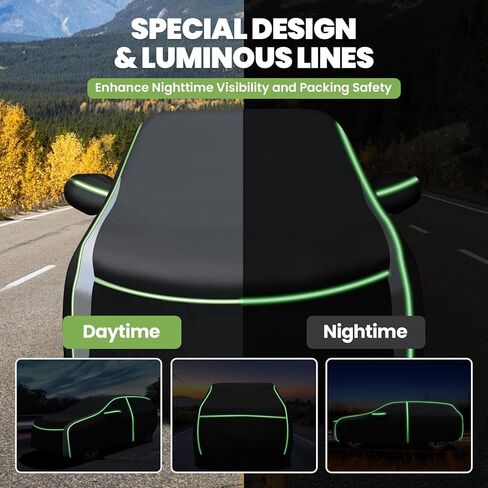 غطاء سيارة Cartist 420d يناسب Ford Maverick 2021-2026، أغطية سيارات لجميع الأحوال الجوية في الهواء الطلق لملحقات Maverick، مقاوم للماء، مع سحاب وشرائط أمان عاكسة in Saudi Arabia