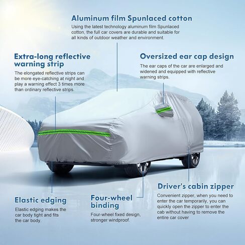 KEYOOG 6-layer Full Car Cover Is All-weather Waterproof, Universal In All Seasons, Snow Prevention, Rainproof, Acid Rainproof, Sunscreen, Ultraviolet-proof, Universally Applicable To Sedan (196"-207") in Saudi Arabia