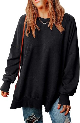 SELINK Womens Oversized Sweatshirts Long Sleeve Casual Crew Neck Loose Fit Pullover Fall Tops in Kuwait