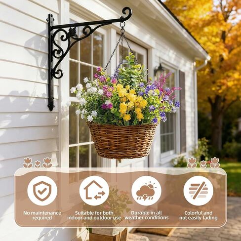 زهور صناعية في الهواء الطلق، نباتات صناعية في الهواء الطلق، زهور حريرية للخارج، ديكورات الشرفة، للحديقة، الفناء، صندوق النافذة (14، فوشيا، أرجواني 1، أرجواني 2، وردي، أصفر، أخضر، أبيض) in Kuwait