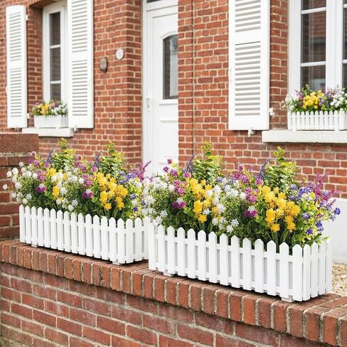 زهور صناعية في الهواء الطلق، نباتات صناعية في الهواء الطلق، زهور حريرية للخارج، ديكورات الشرفة، للحديقة، الفناء، صندوق النافذة (14، فوشيا، أرجواني 1، أرجواني 2، وردي، أصفر، أخضر، أبيض) in Kuwait