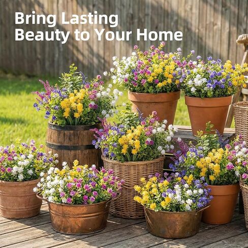 زهور صناعية في الهواء الطلق، نباتات صناعية في الهواء الطلق، زهور حريرية للخارج، ديكورات الشرفة، للحديقة، الفناء، صندوق النافذة (14، فوشيا، أرجواني 1، أرجواني 2، وردي، أصفر، أخضر، أبيض) in Kuwait