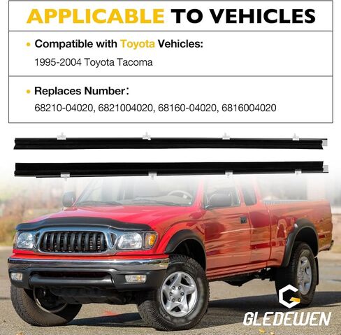 Front Door Weatherstrip Window Moulding Trim Seal Belt Kit Compatible with 1995-2004 Toyota Tacoma Weather Stripping Replace# 68160-04020 68210-04020 (2PCS) in Saudi Arabia
