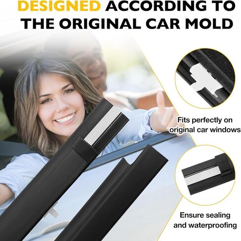 Front Door Weatherstrip Window Moulding Trim Seal Belt Kit Compatible with 1995-2004 Toyota Tacoma Weather Stripping Replace# 68160-04020 68210-04020 (2PCS) in Saudi Arabia