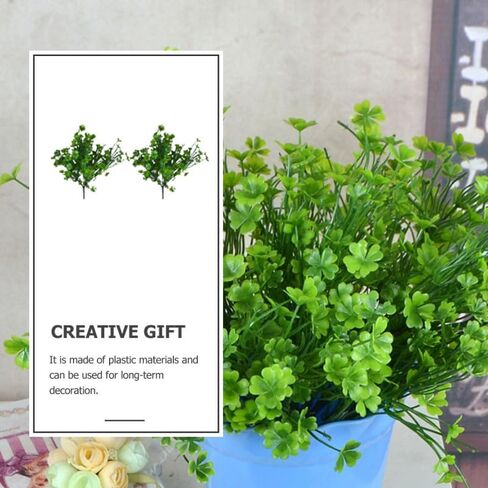 2 Pcs Artificial Four Leaf Clover Plants - Realistic Green Shamrock Faux Greenery Bundles for St Patrick's Day Decor, Home Wedding Party Garden Table Decoration, Indoor Outdoor in Saudi Arabia
