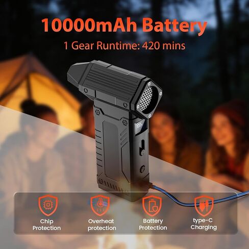 Compressed Air Duster, 350,000RPM Jet Dry Blower with LED Display and Light, 4-Gear Adjustable Mini Air Broom,Turbo Fan for Keyboard, PC, Car and Home,Electric Air Duster Replace Compressed Air Can in Kuwait