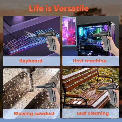 Compressed Air Duster, 350,000RPM Jet Dry Blower with LED Display and Light, 4-Gear Adjustable Mini Air Broom,Turbo Fan for Keyboard, PC, Car and Home,Electric Air Duster Replace Compressed Air Can in Kuwait