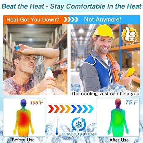 سترة تبريد مع 20 قطعة من أكياس الثلج - سترة رائعة للجسم للرجال والنساء، سترة باردة قابلة للتعديل للطقس الحار في الصيف in Kuwait