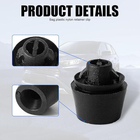 10 PCS Door Shell Cushion, Perfect Fit Trunk Lid Bumper Hood Clip Stopper Replacement, Plastic Nylon Rust-Proof Securing Clip, Universal for Most Cars Repair Accessories (Black) in Saudi Arabia