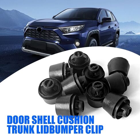 10 PCS Door Shell Cushion, Perfect Fit Trunk Lid Bumper Hood Clip Stopper Replacement, Plastic Nylon Rust-Proof Securing Clip, Universal for Most Cars Repair Accessories (Black) in Saudi Arabia