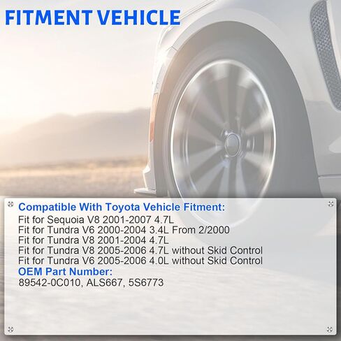 4 قطع مستشعر سرعة العجلات الأمامية والخلفية اليسرى واليمنى ABS متوافق مع Toyota Sequoia 2001-2007، مناسب لسيارة Toyota Tundra 2000-2006، استبدال # 89542-0C010، ALS667، 5S6773 in Kuwait