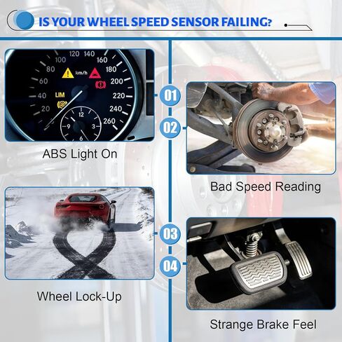 4 قطع مستشعر سرعة العجلات الأمامية والخلفية اليسرى واليمنى ABS متوافق مع Toyota Sequoia 2001-2007، مناسب لسيارة Toyota Tundra 2000-2006، استبدال # 89542-0C010، ALS667، 5S6773 in Kuwait