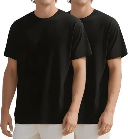 2PCS Unisex Tops Basic T Shirts Crewneck Cotton Short Sleeve Adult Mens Women Oversized T-Shirt in Saudi Arabia